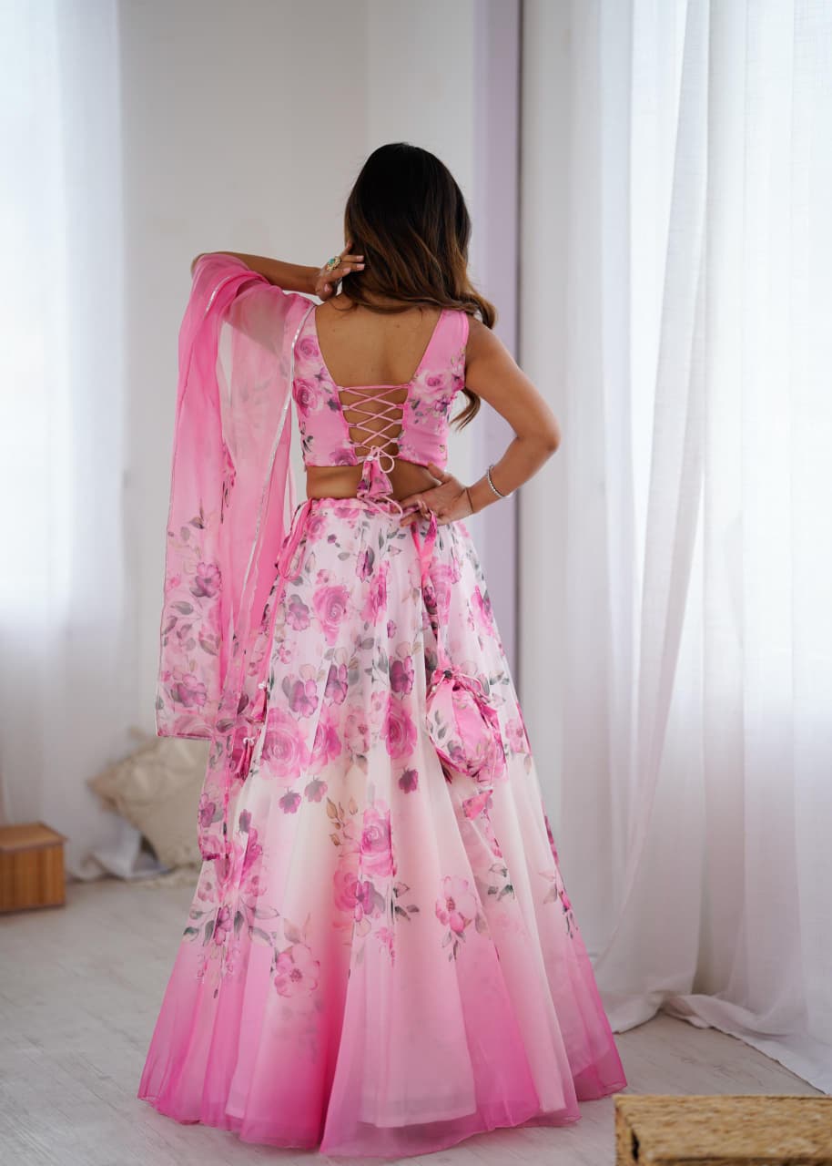 Premium Organza Silk Digital Printed Lehenga Set with Dupatta π
