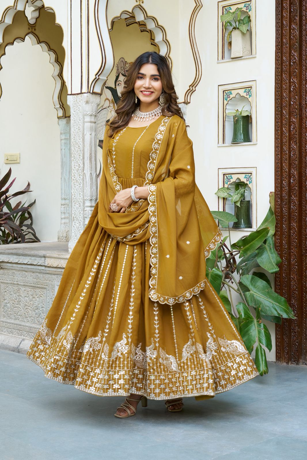 ✨ Premium Star Georgette Festival Gown with Dupatta ✨