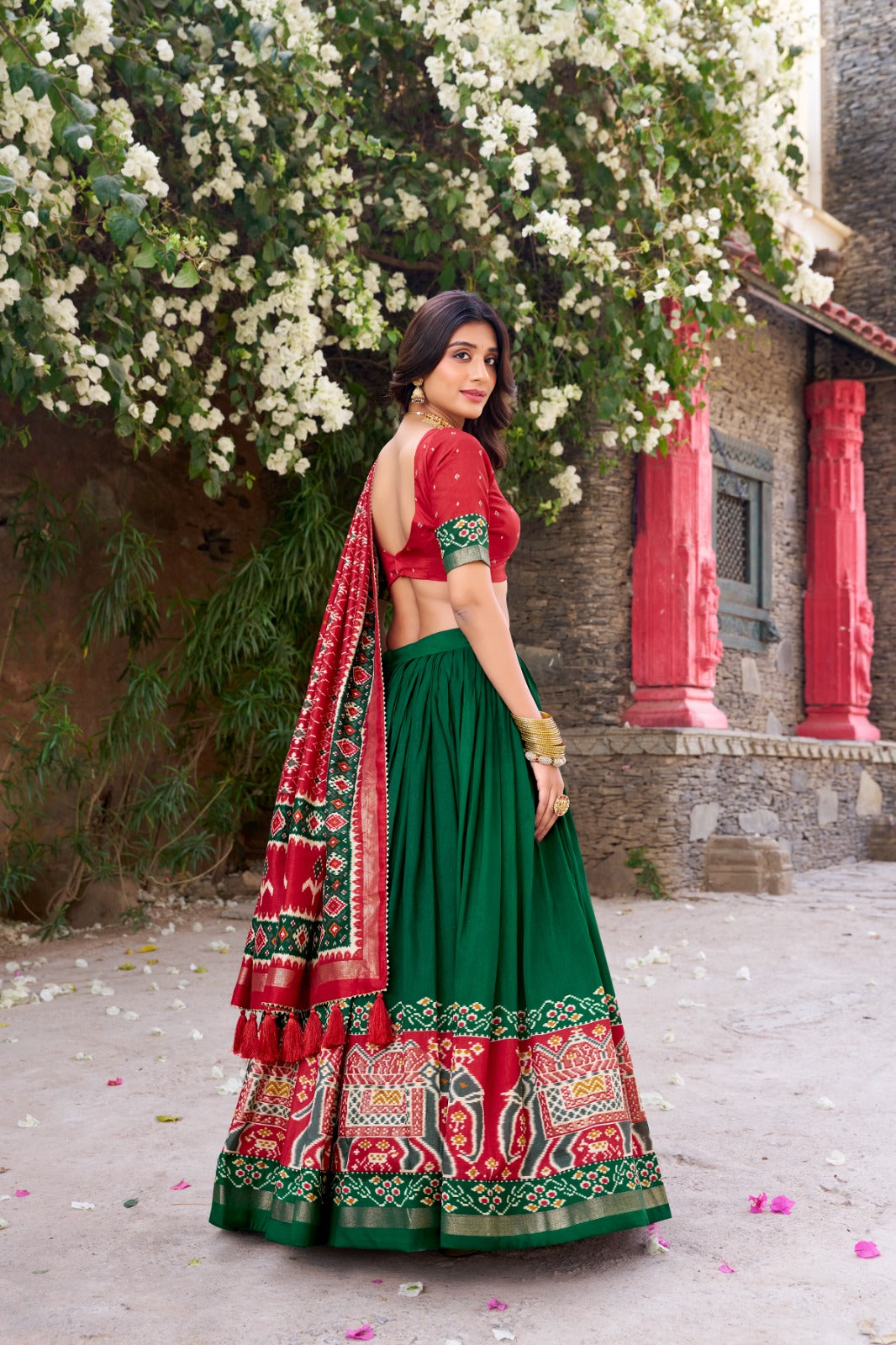 🌸 Patola Print Tasar Silk Lehenga Choli Set 💃
