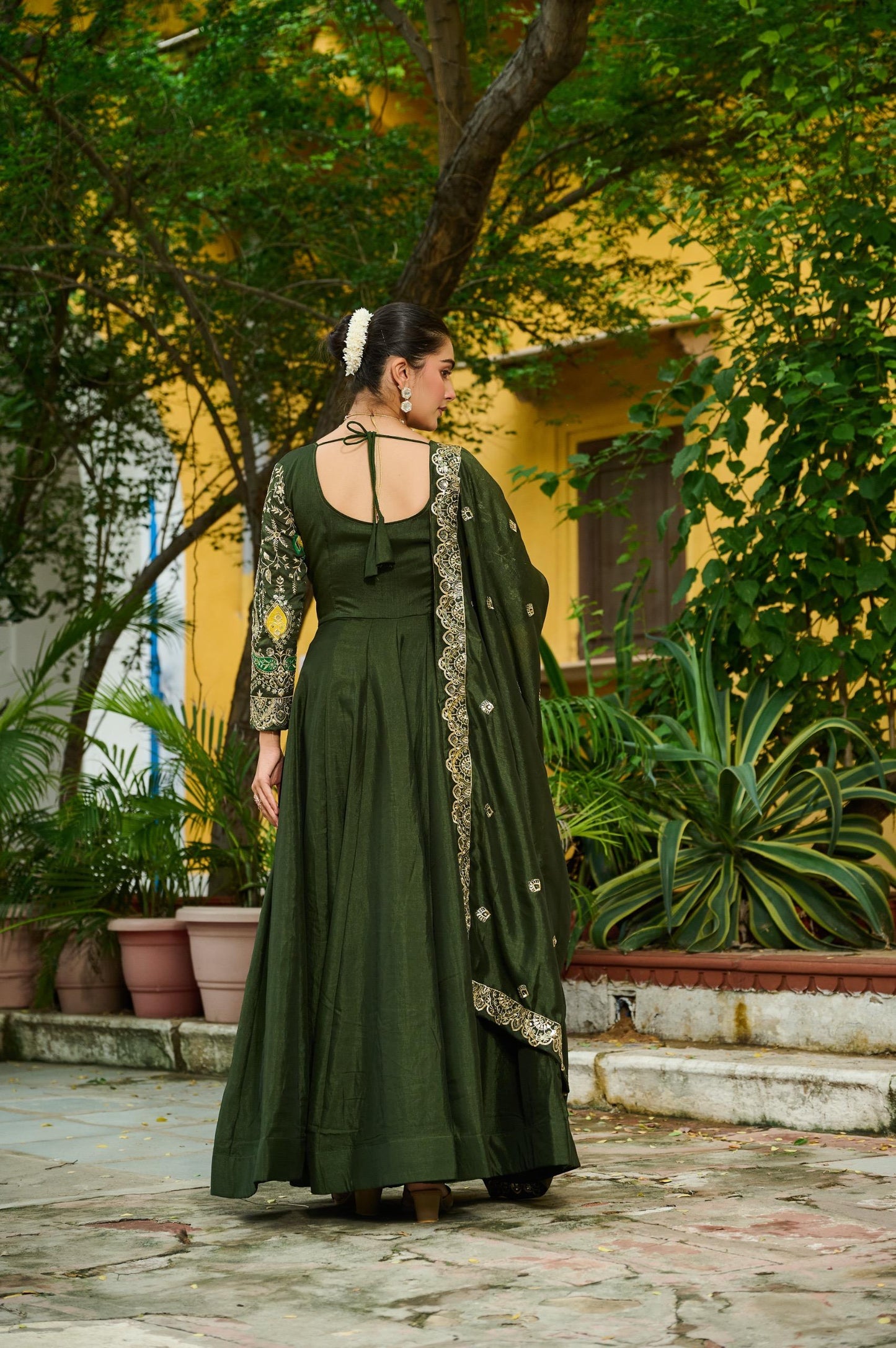 Premium Vichitra Fabric Gown with Dupatta