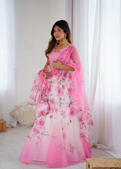 Premium Organza Silk Digital Printed Lehenga Set with Dupatta 💖