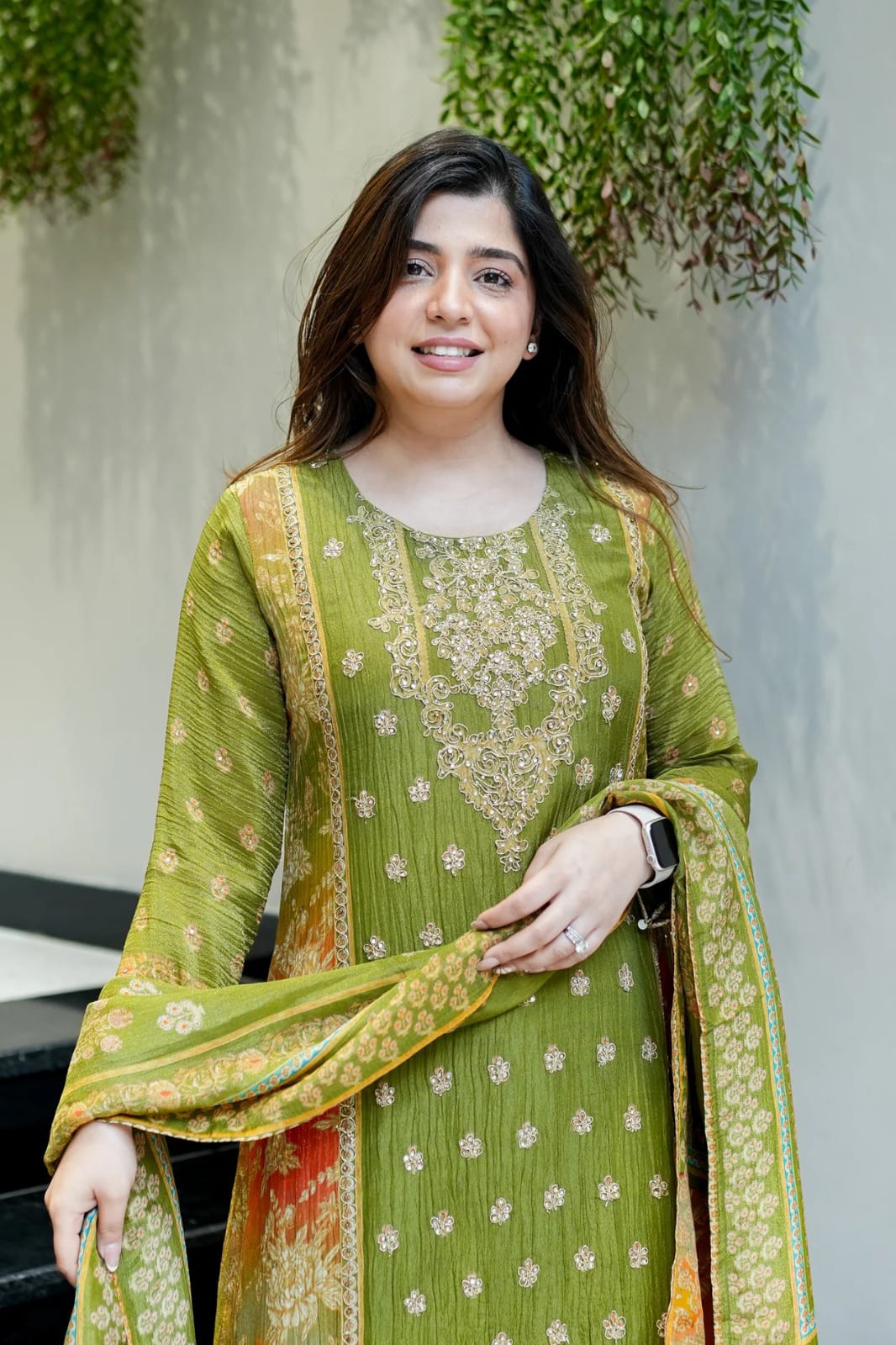 Premium Chinon Embroidered Kurti Pant Dupatta Set for Women