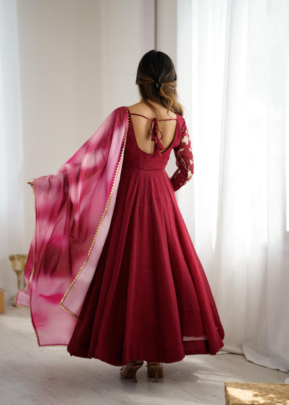 Rayon Fabric Suit Set with Organza Dupatta