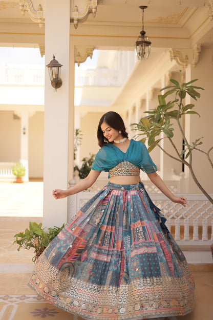 💃 Elegant Russian Silk Foil Embroidered Lehenga Choli💃