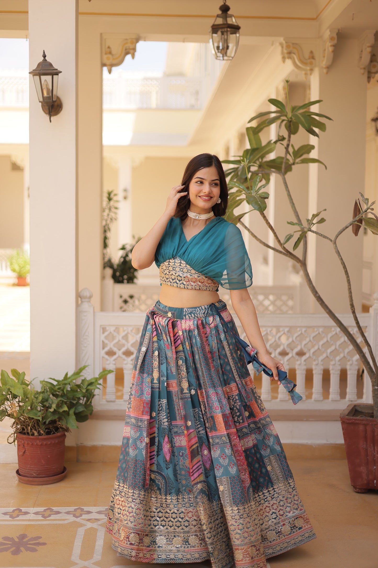 💃 Elegant Russian Silk Foil Embroidered Lehenga Choli💃