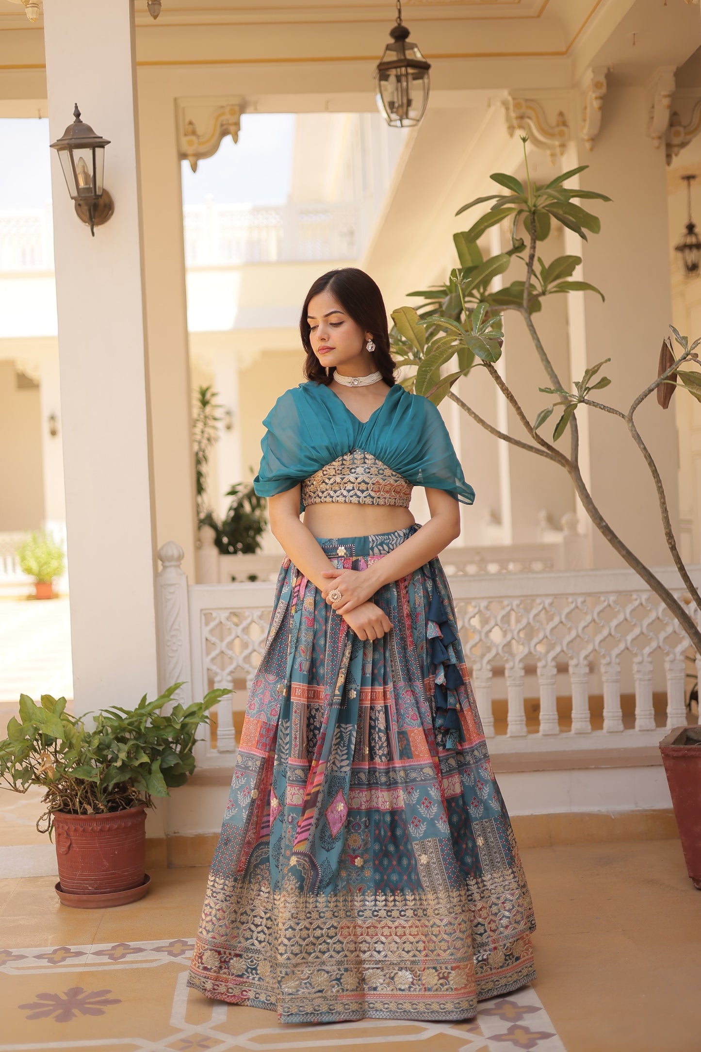 💃 Elegant Russian Silk Foil Embroidered Lehenga Choli💃