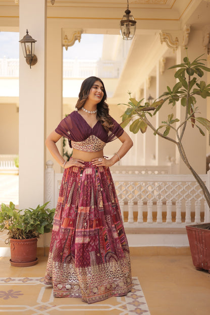 💃 Elegant Russian Silk Foil Embroidered Lehenga Choli💃