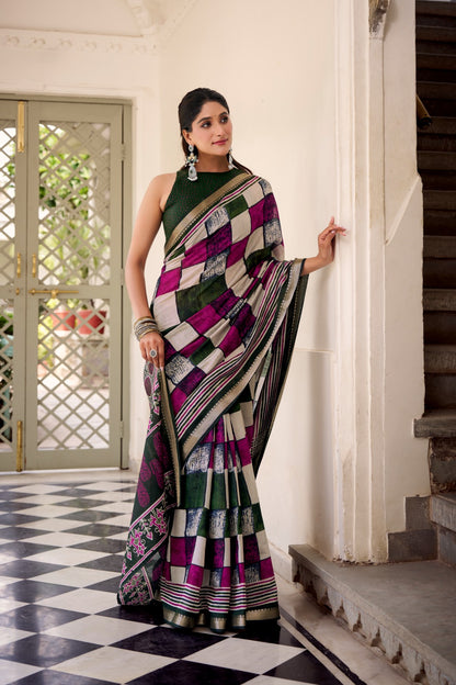 🌸 Elegant Chanderi Saree Collection – Temple Border Edition 🌸