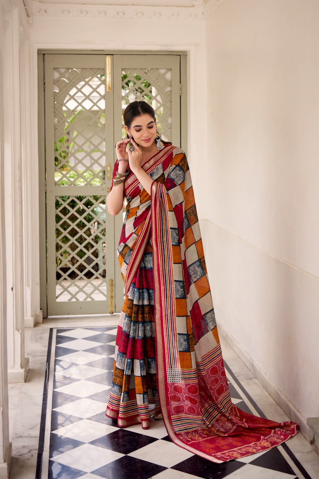🌸 Elegant Chanderi Saree Collection – Temple Border Edition 🌸