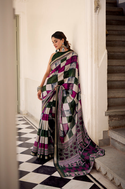 🌸 Elegant Chanderi Saree Collection – Temple Border Edition 🌸