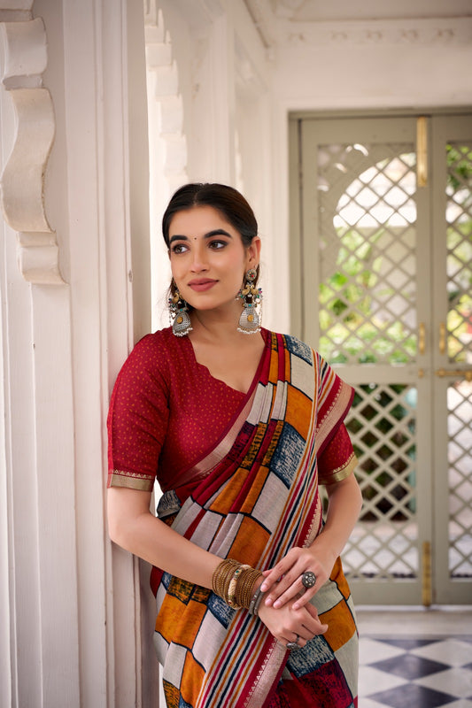 🌸 Elegant Chanderi Saree Collection – Temple Border Edition 🌸