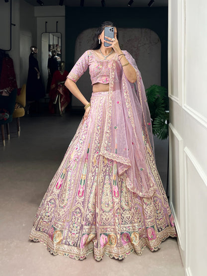 🌷 Pastel Embroidered Net Lehenga Choli Collection 🌷