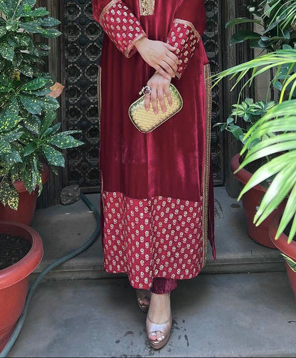 💃 Premium Velvet Embroidered Winter Suit Set with Dupatta 💃