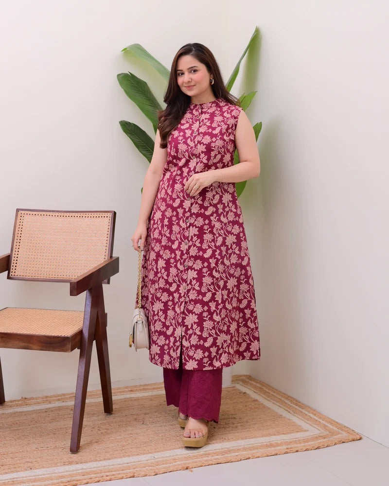🌸 Elegant Digital Print Kurti Set – A Touch of Modern Tradition 🌸