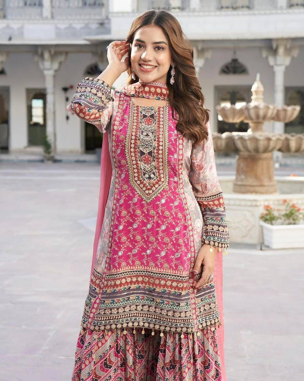 💃 Designer Faux Georgette Digital Print Hand Work Salwar Suit 💃