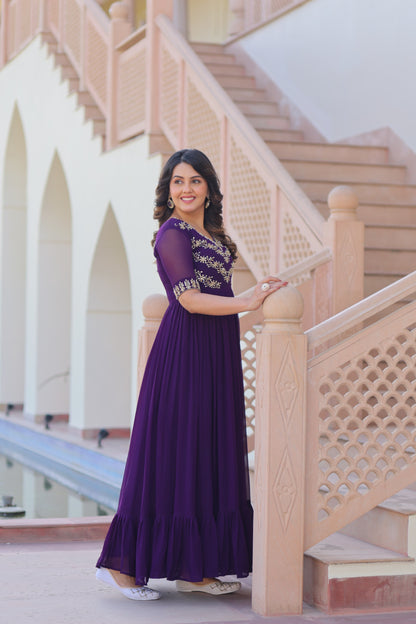 💃 Premium Readymade Designer Gown Collection — Purple Edition 💃