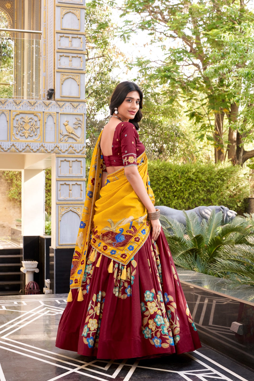 🌸 Elegant Tussar Silk Lehenga Choli Set with Foil Print & Gotta Patti Dupatta | Festive Collection 2025 💃