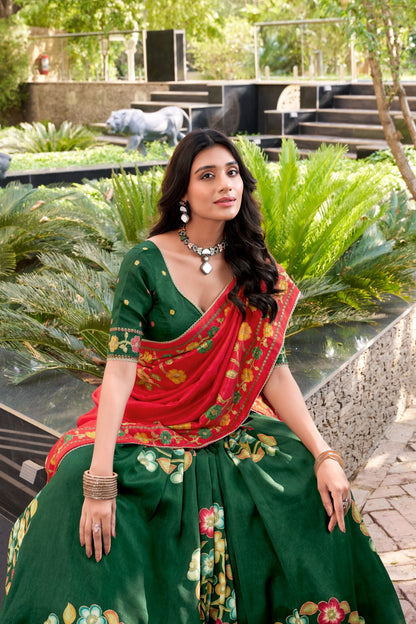 🌸 Elegant Tussar Silk Lehenga Choli Set with Foil Print & Gotta Patti Dupatta | Festive Collection 2025 💃