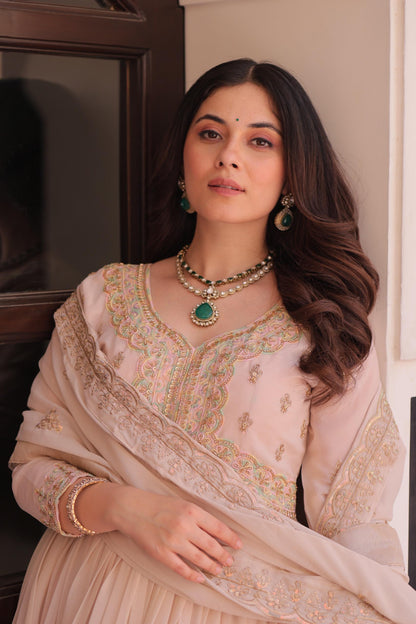 💫 Star Georgette Gown with Embroidered Dupatta | Diwali Special 2025 ✨