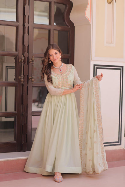 💫 Star Georgette Gown with Embroidered Dupatta | Diwali Special 2025 ✨