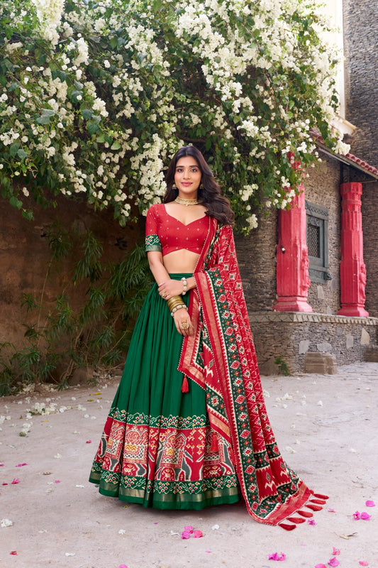🌸 Patola Print Tasar Silk Lehenga Choli Set 💃