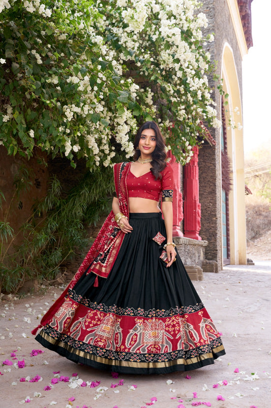 🌸 Patola Print Tasar Silk Lehenga Choli Set 💃